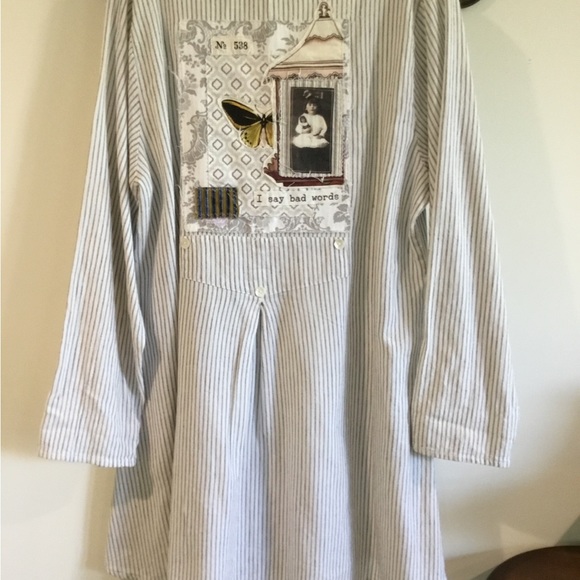 Sue Handman designer pinstripe cotton tunic - Picture 4 of 9